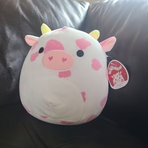 Squishmallows White and Pink Cow Plush - Evengelica 11"